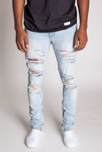Load image into Gallery viewer, Paint Splatter Destroyed Ankle Zip Jeans